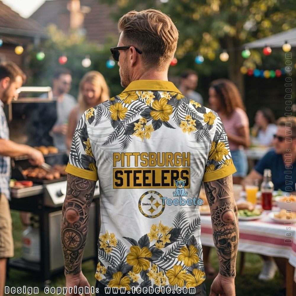 Personalized Pittsburgh Steelers Yellow Hibiscus Flower Hawaiian Shirt Version 2 Personalized Pittsburgh Steelers Yellow Hibiscus Flower Hawaiian Shirt Version 2