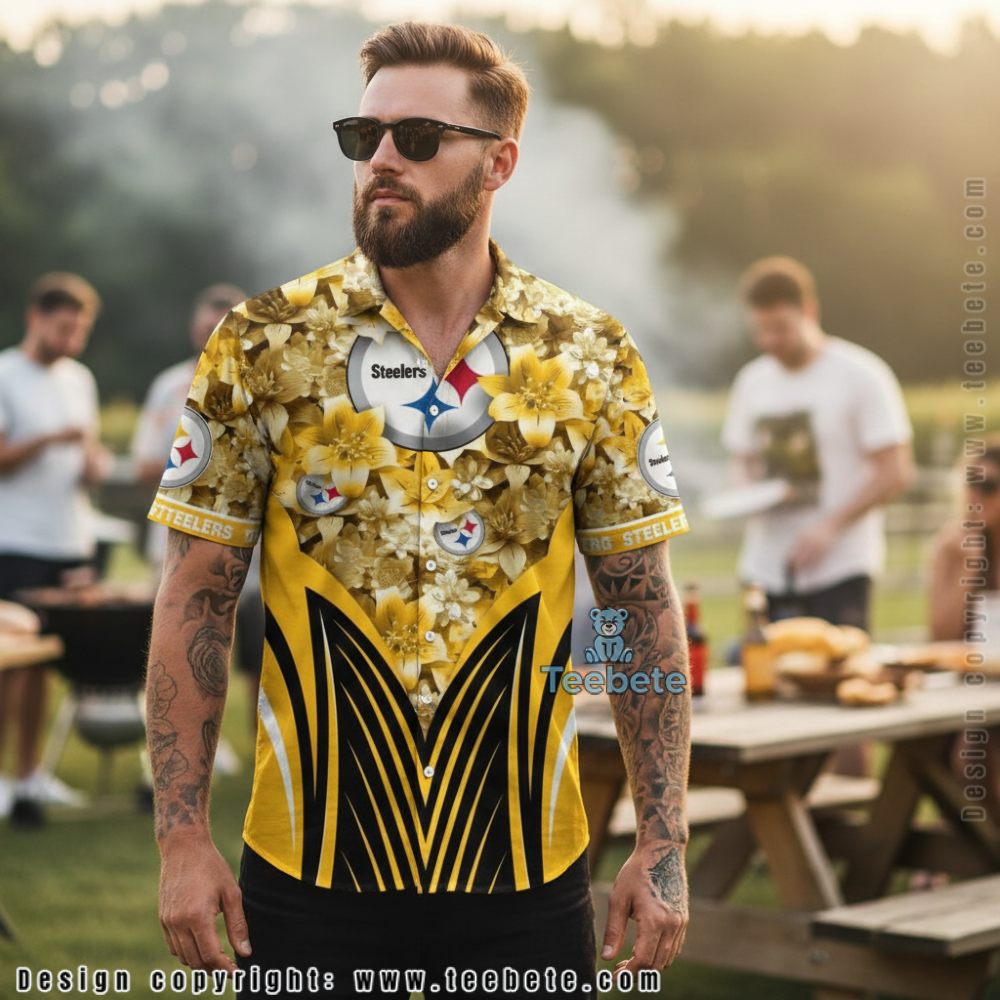 Pittsburgh Steelers Yellow Lily Flowers Hawaiian Shirt
