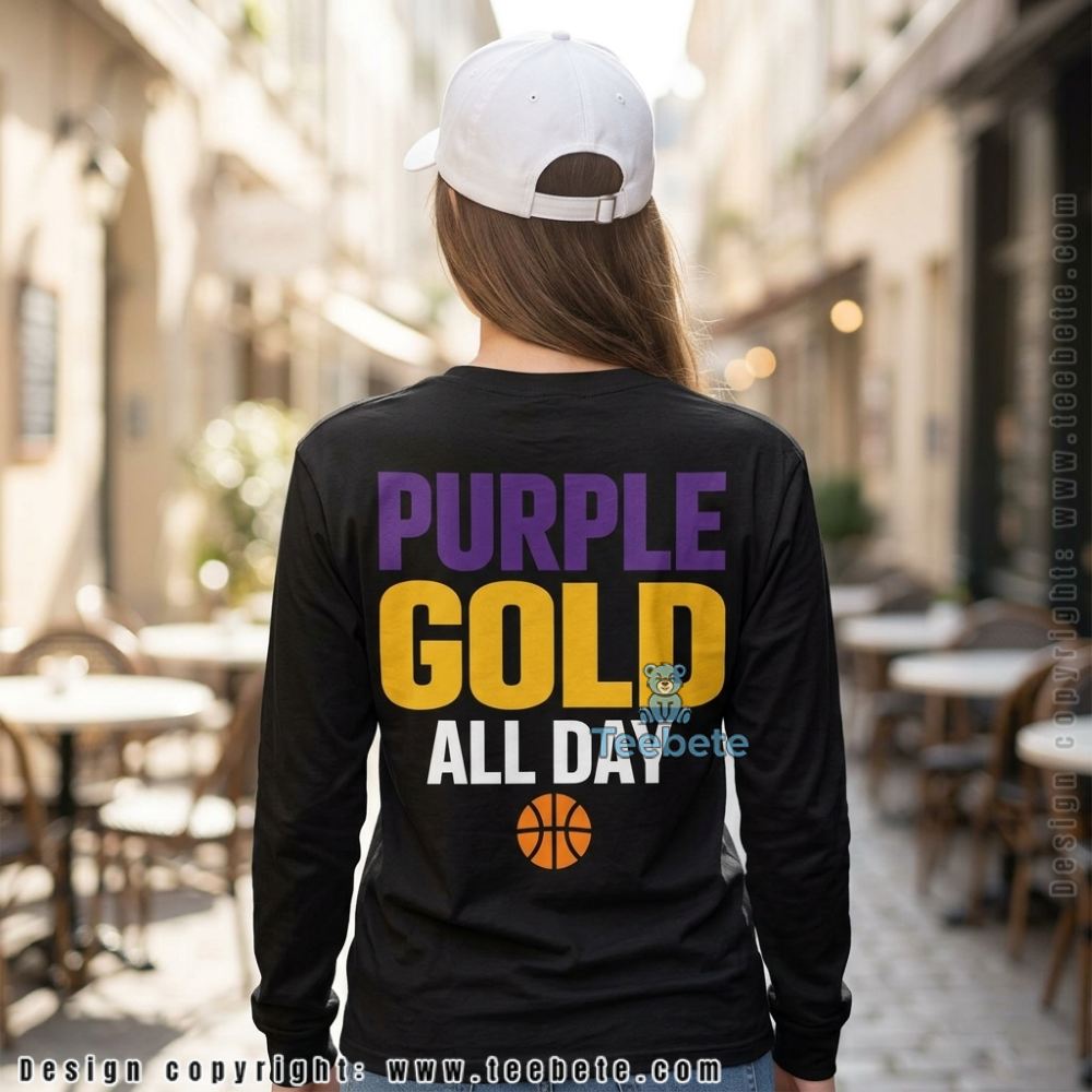 Purple Gold All Day LA Basketball Lifestyle Fan Long Sleeve Purple Gold All Day LA Basketball Lifestyle Fan Long Sleeve