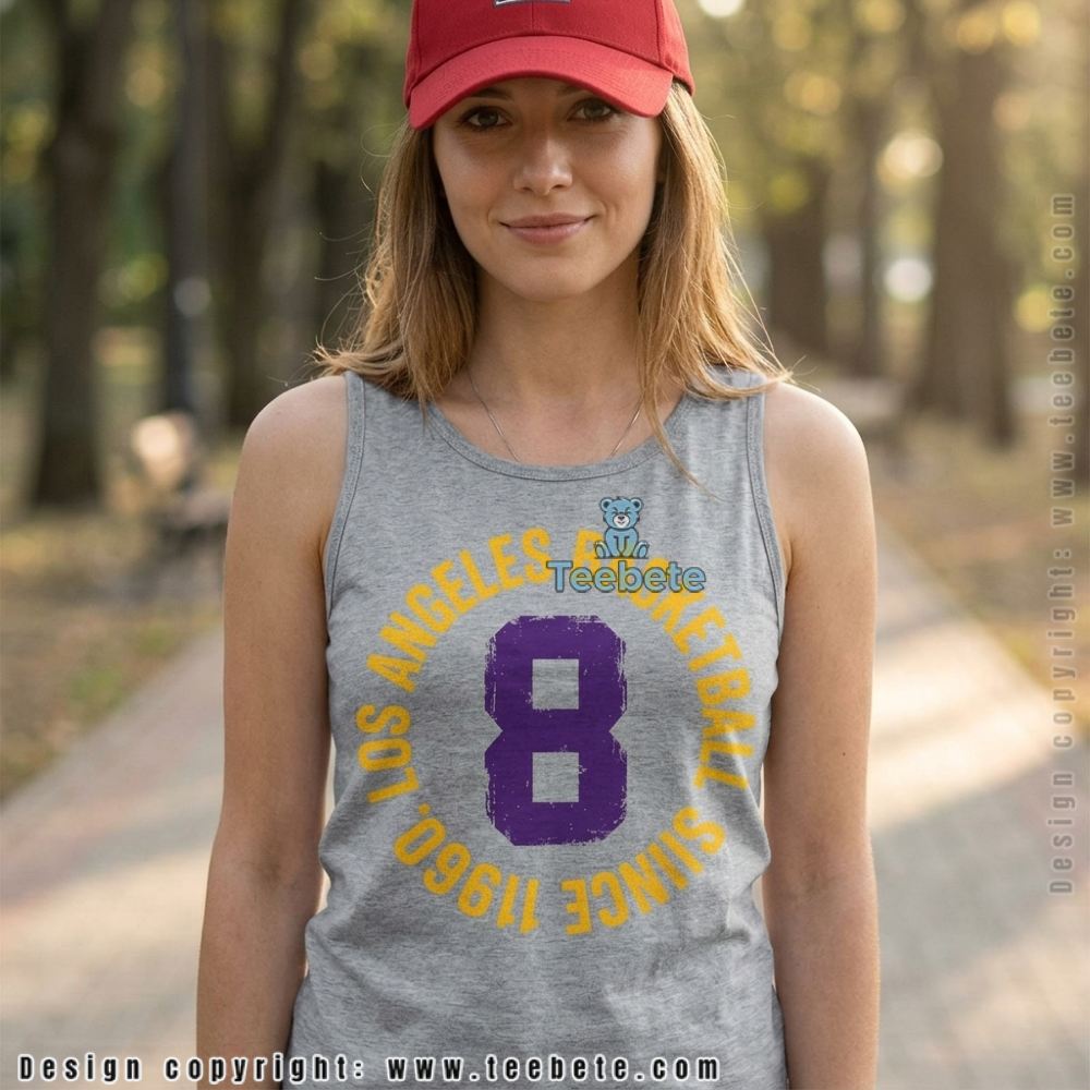 Retro LA Basketball Purple Gold Number 8 Fan Tanktop Retro LA Basketball Purple Gold Number 8 Fan Tanktop