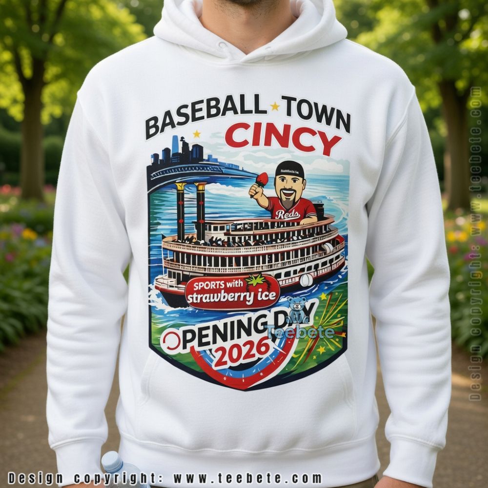 Baseball Town Cincinnati Reds Opening Day 2026 Strawberry Ice Hoodie Baseball Town Cincinnati Reds Opening Day 2026 Strawberry Ice Hoodie