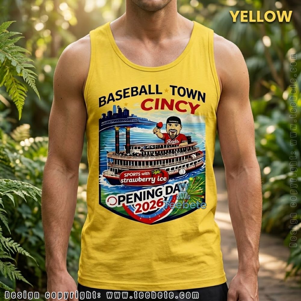 Baseball Town Cincinnati Reds Opening Day 2026 Strawberry Ice Tanktop Baseball Town Cincinnati Reds Opening Day 2026 Strawberry Ice Tanktop