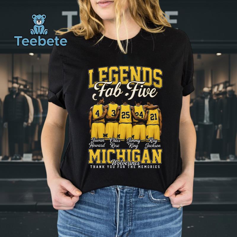 Legends Fab Five Michigan Wolverines Basketball Thank You For The Memories Shirt