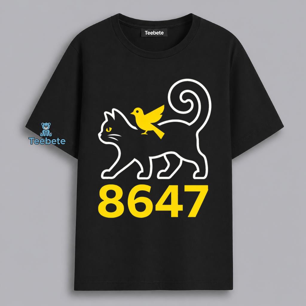 Black Cat Carrying A Bird Funny Graphic Shirt