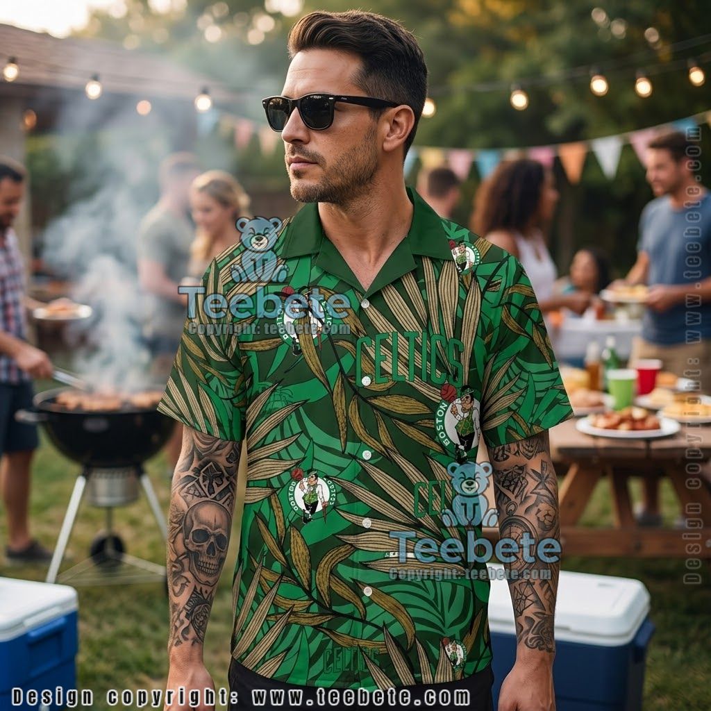 Boston Celtics Bamboo Tropical Leaf Shirt