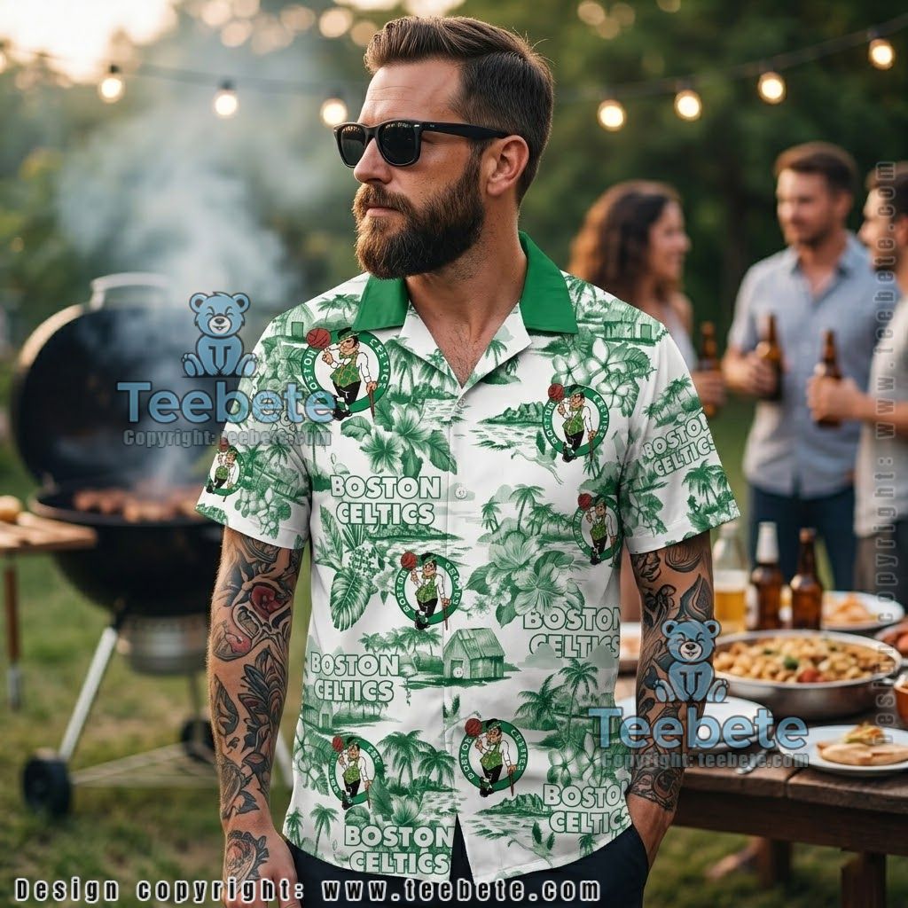 Boston Celtics Coastal Island Aloha Shirt