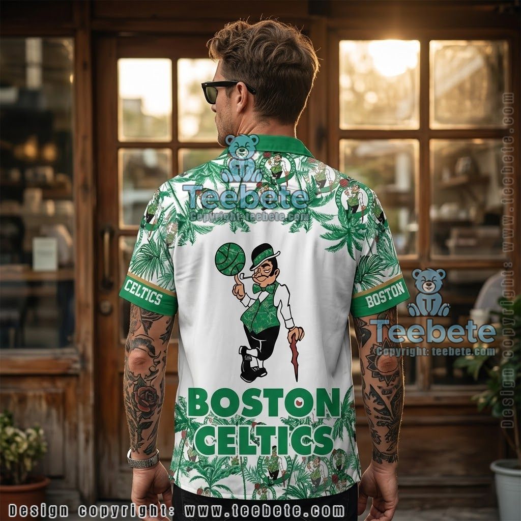 Boston Celtics Leprechaun Art White Tropical Shirt Version 2 Boston Celtics Leprechaun Art White Tropical Shirt Version 2