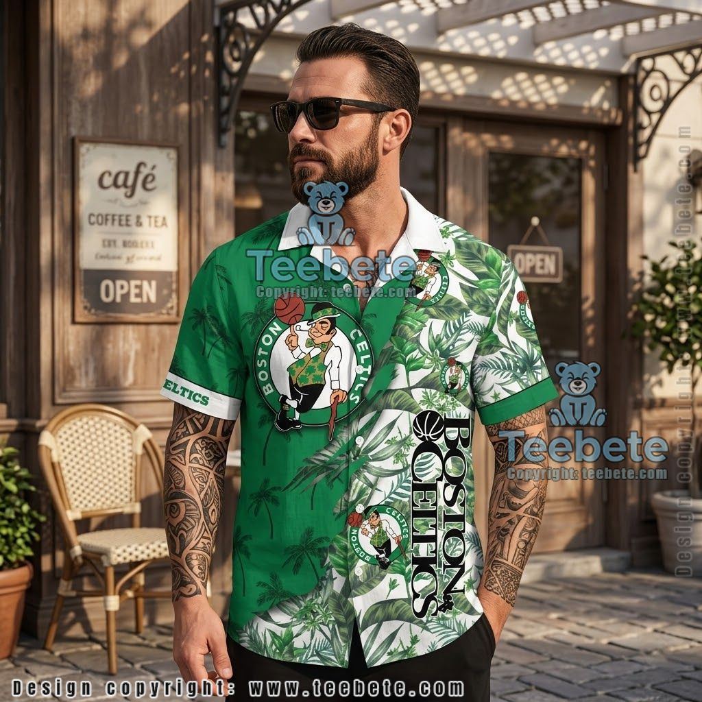 Boston Celtics Palm Frond Tropical Shirt