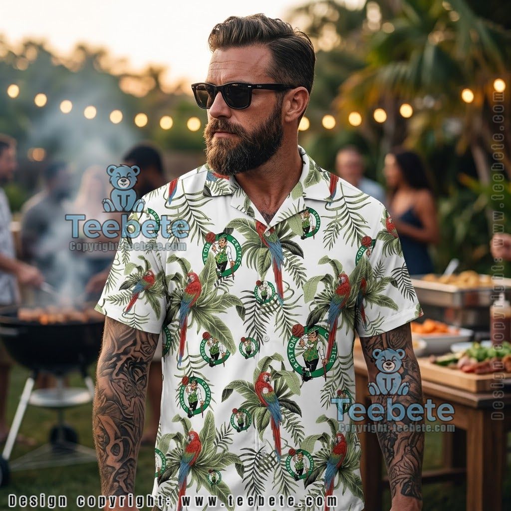 Boston Celtics Parrot Trophy Aloha Shirt