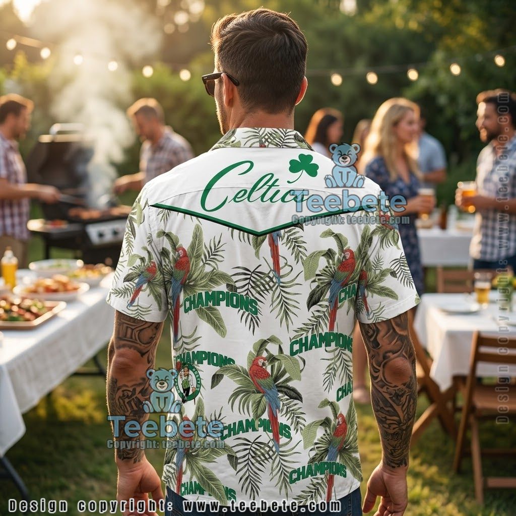 Boston Celtics Parrot Trophy Aloha Shirt Version 2 Boston Celtics Parrot Trophy Aloha Shirt Version 2