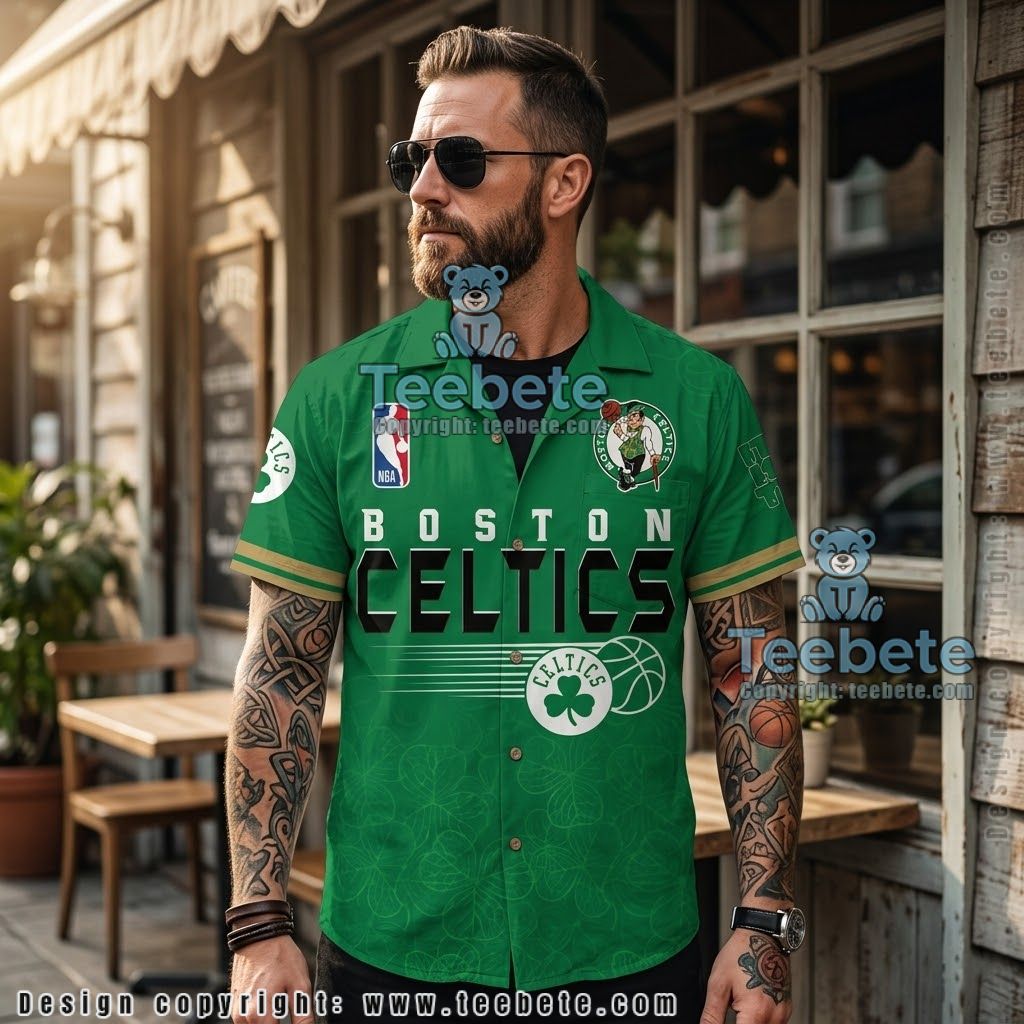 Boston Celtics Saint Patricks Green Aloha Shirt
