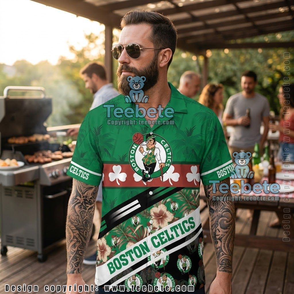 Boston Celtics Shamrock Stripe Tropical Shirt