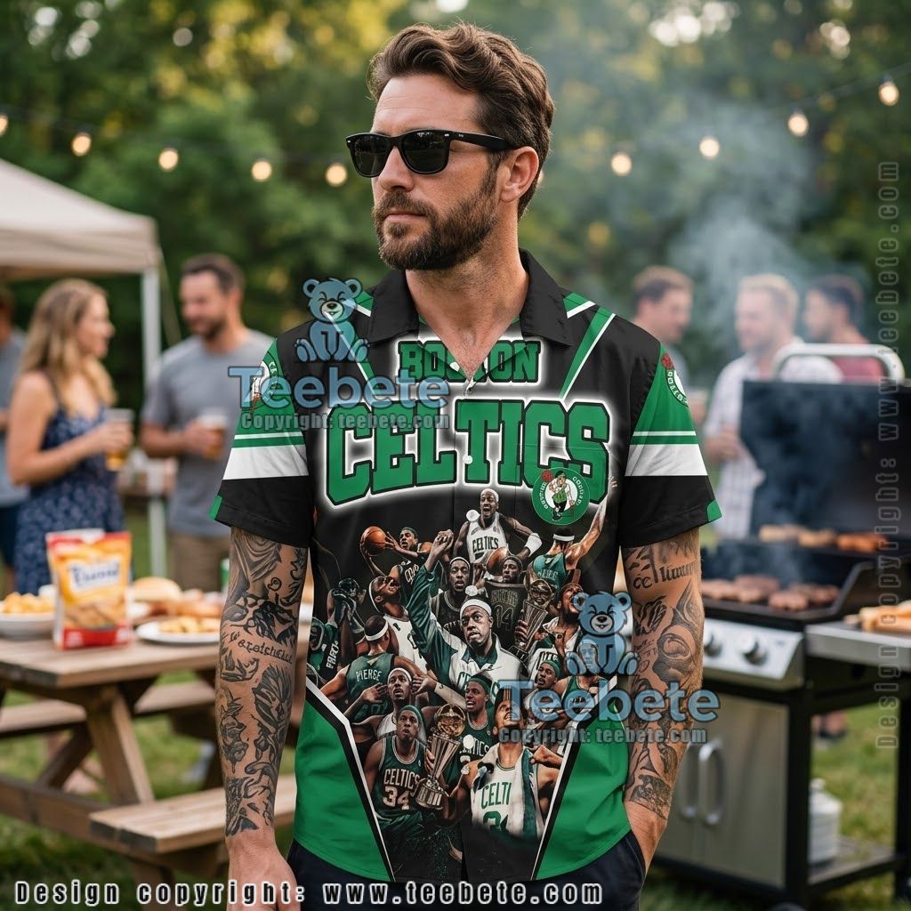 Boston Celtics Team Graphic Collage Aloha Shirt