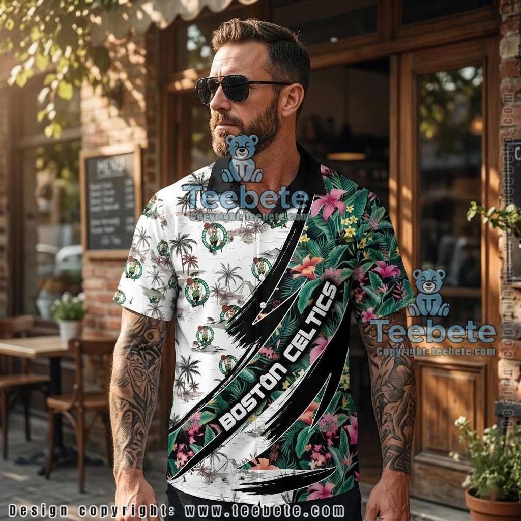 Boston Celtics Vibrant Botanical Tropical Shirt