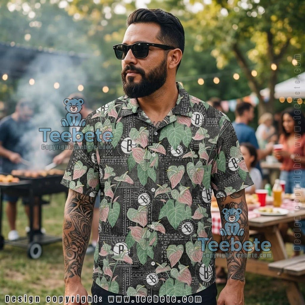 Brooklyn Nets Anthurium Tribal Tropical Shirt