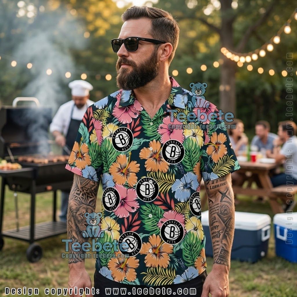 Brooklyn Nets Bright Floral Hawaiian Shirt