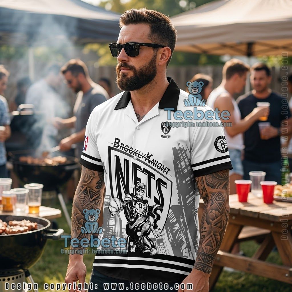 Brooklyn Nets BrooklynKnight Mascot Aloha Shirt