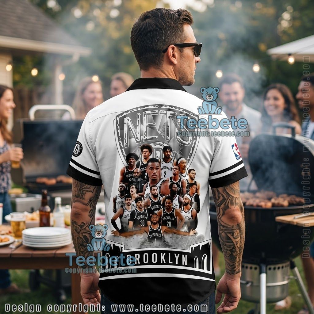 Brooklyn Nets BrooklynKnight Mascot Aloha Shirt Version 2 Brooklyn Nets BrooklynKnight Mascot Aloha Shirt Version 2