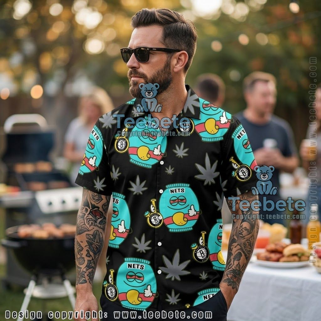 Brooklyn Nets BrooklynKnight Mascot Aloha Shirt Brooklyn Nets BrooklynKnight Mascot Aloha Shirt