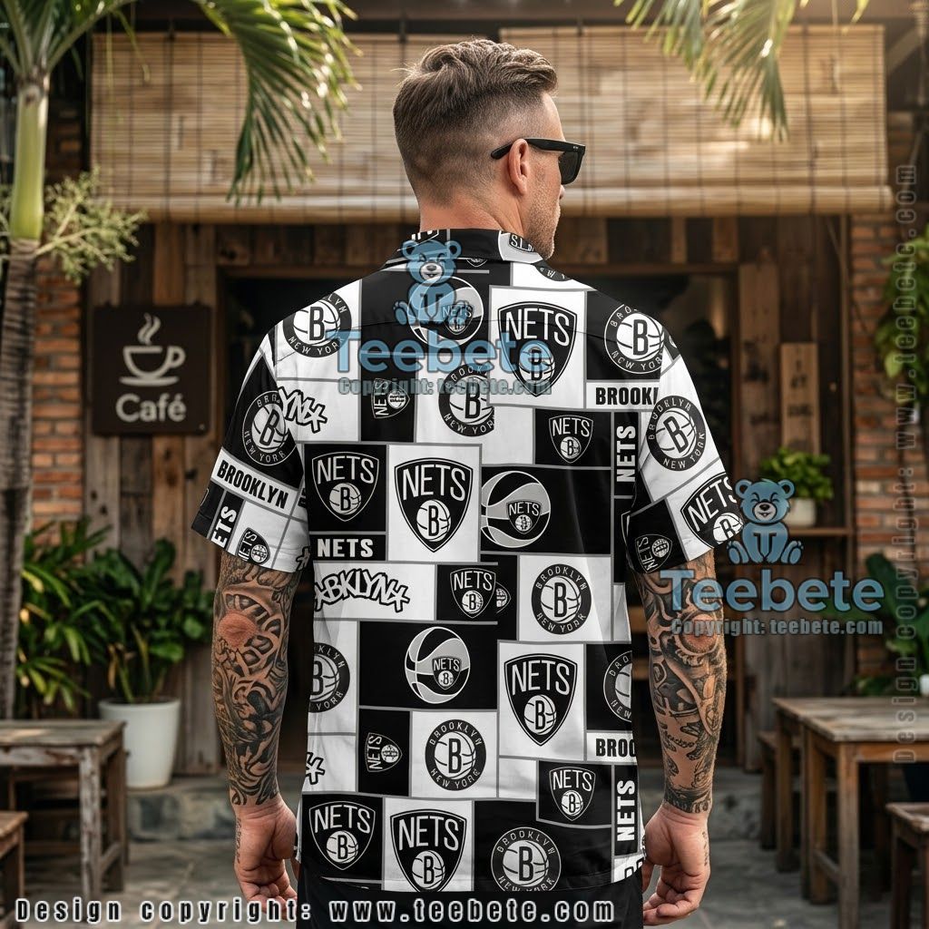 Brooklyn Nets Checkerboard Logo Tropical Shirt Version 2 Brooklyn Nets Checkerboard Logo Tropical Shirt Version 2