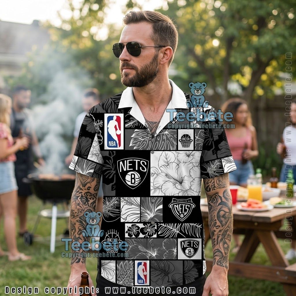 Brooklyn Nets Floral Patchwork Hawaiian Shirt