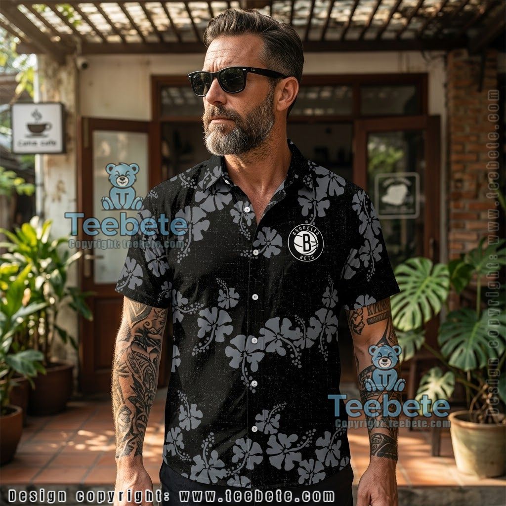 Brooklyn Nets Grey Hibiscus Tropical Shirt
