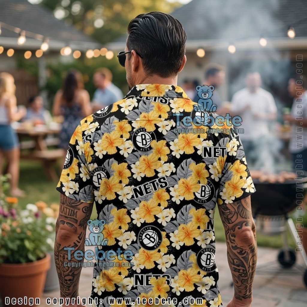 Brooklyn Nets Yellow Hibiscus Aloha Shirt Version 2 Brooklyn Nets Yellow Hibiscus Aloha Shirt Version 2