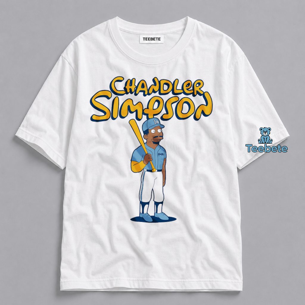 Chandler Simpson Baseball Cartoon Portrait Fan Shirt
