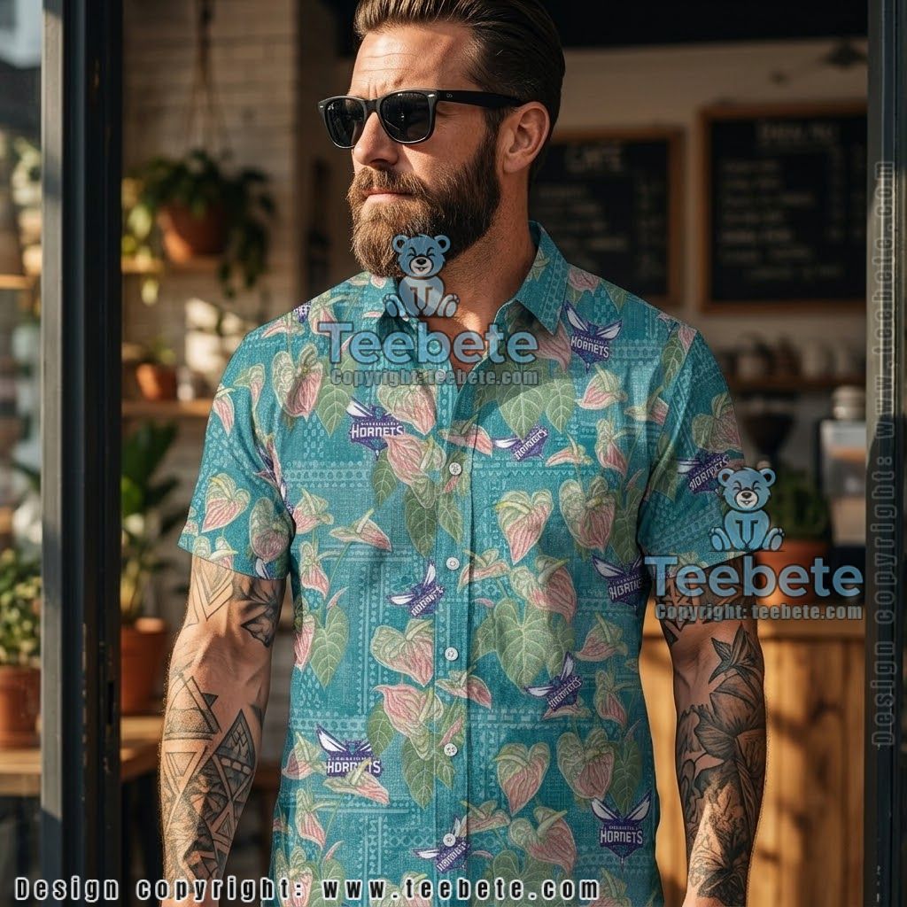 Charlotte Hornets Anthurium Tapa Tropical Shirt