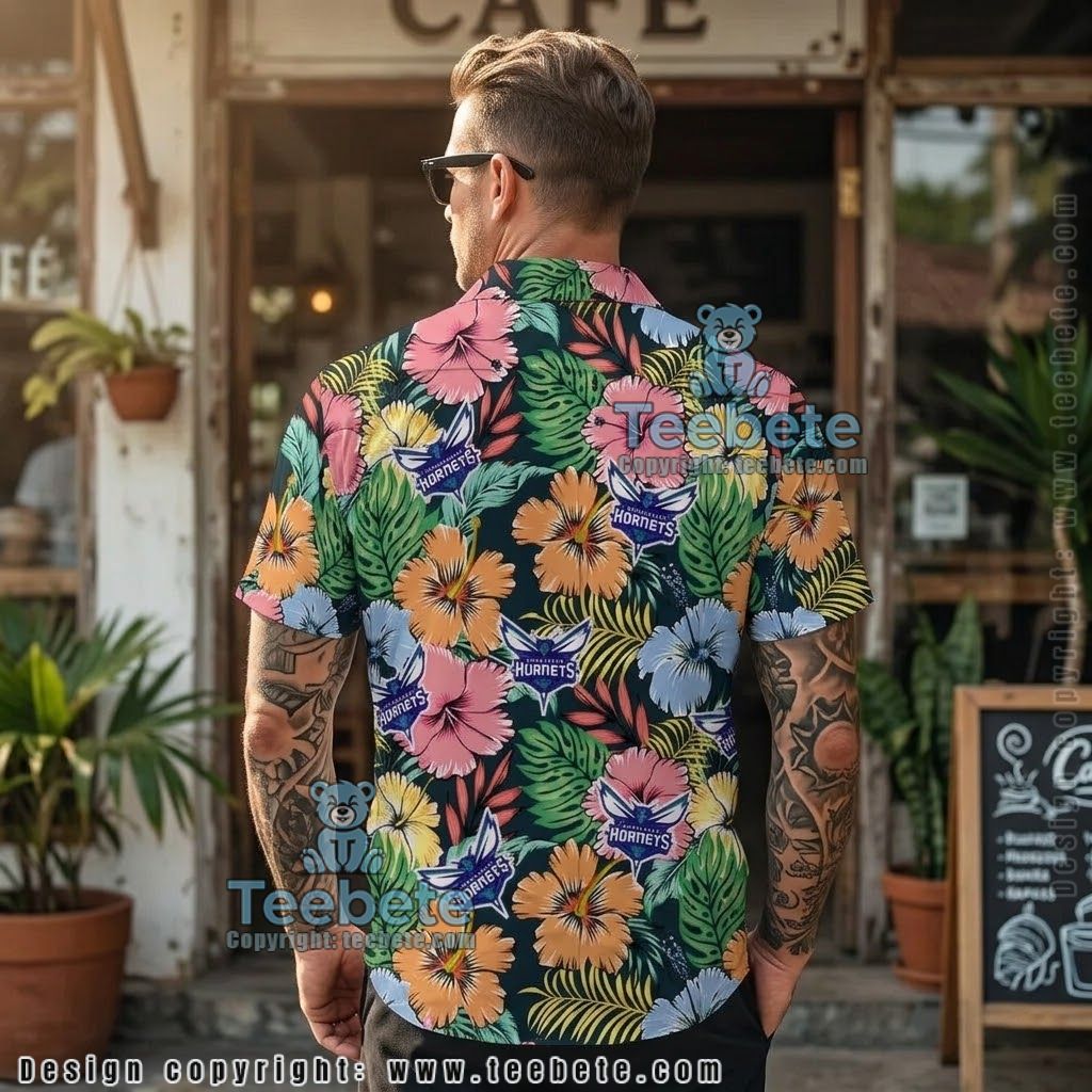 Charlotte Hornets Botanical Floral Hawaiian Shirt Version 2 Charlotte Hornets Botanical Floral Hawaiian Shirt Version 2