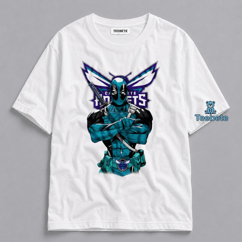 Charlotte Hornets Deadpool Teal Superhero Costume Shirt