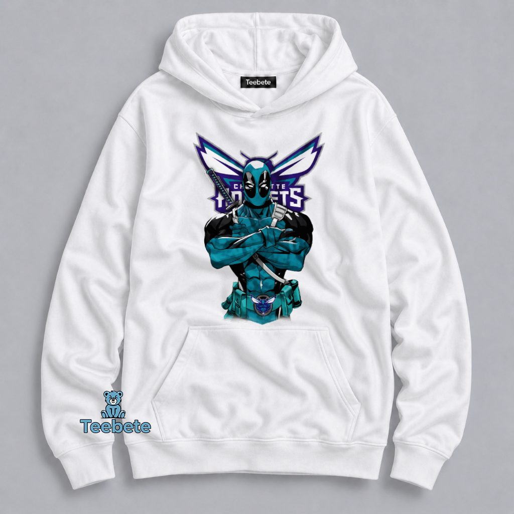 Charlotte Hornets Deadpool Teal Superhero Costume Hoodie Charlotte Hornets Deadpool Teal Superhero Costume Hoodie