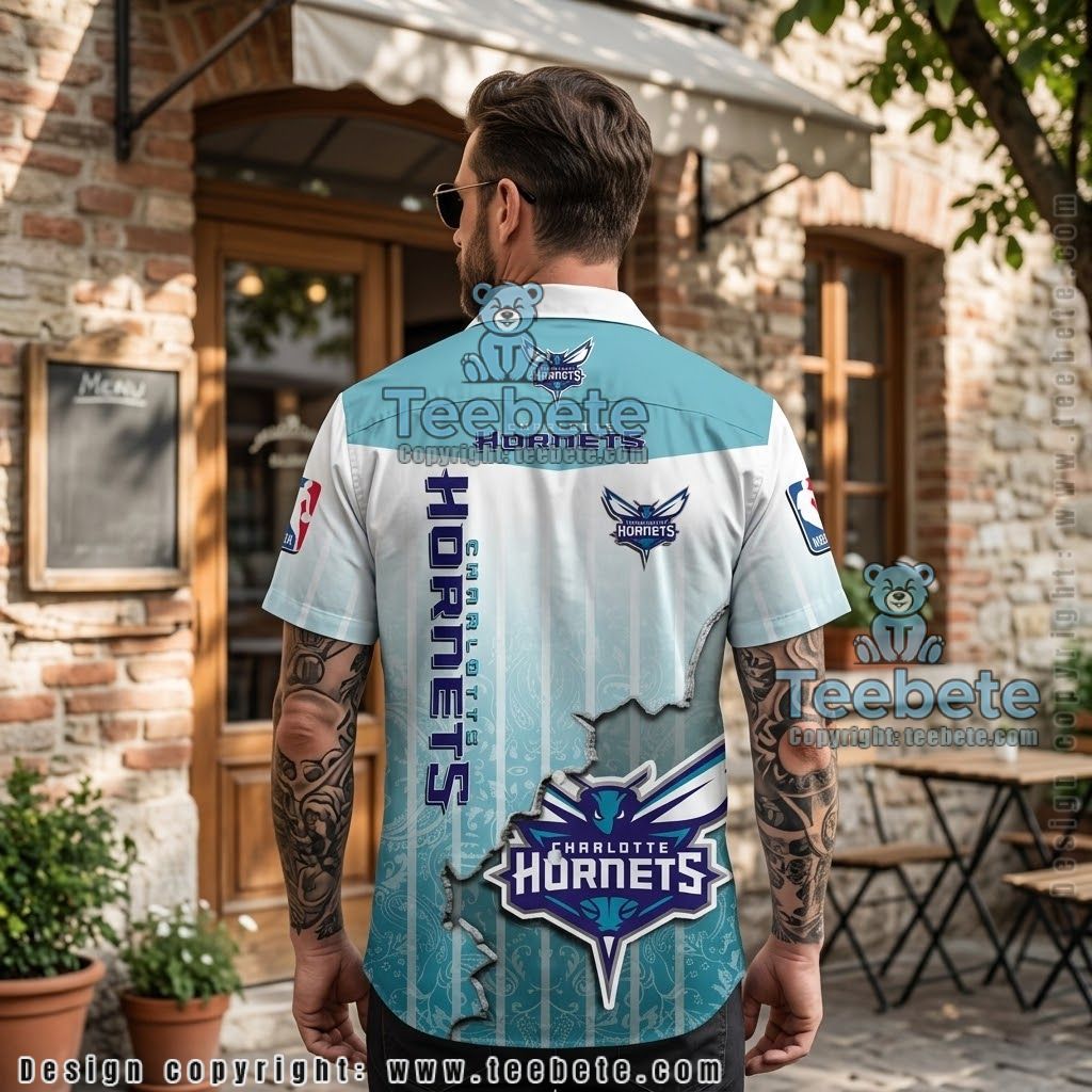Charlotte Hornets Distressed Gradient Hawaiian Shirt Version 2 Charlotte Hornets Distressed Gradient Hawaiian Shirt Version 2