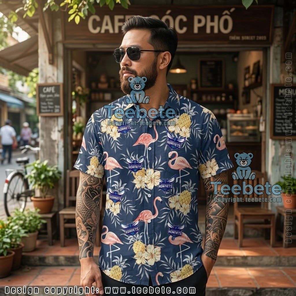 Charlotte Hornets Flamingo Pineapple Aloha Shirt