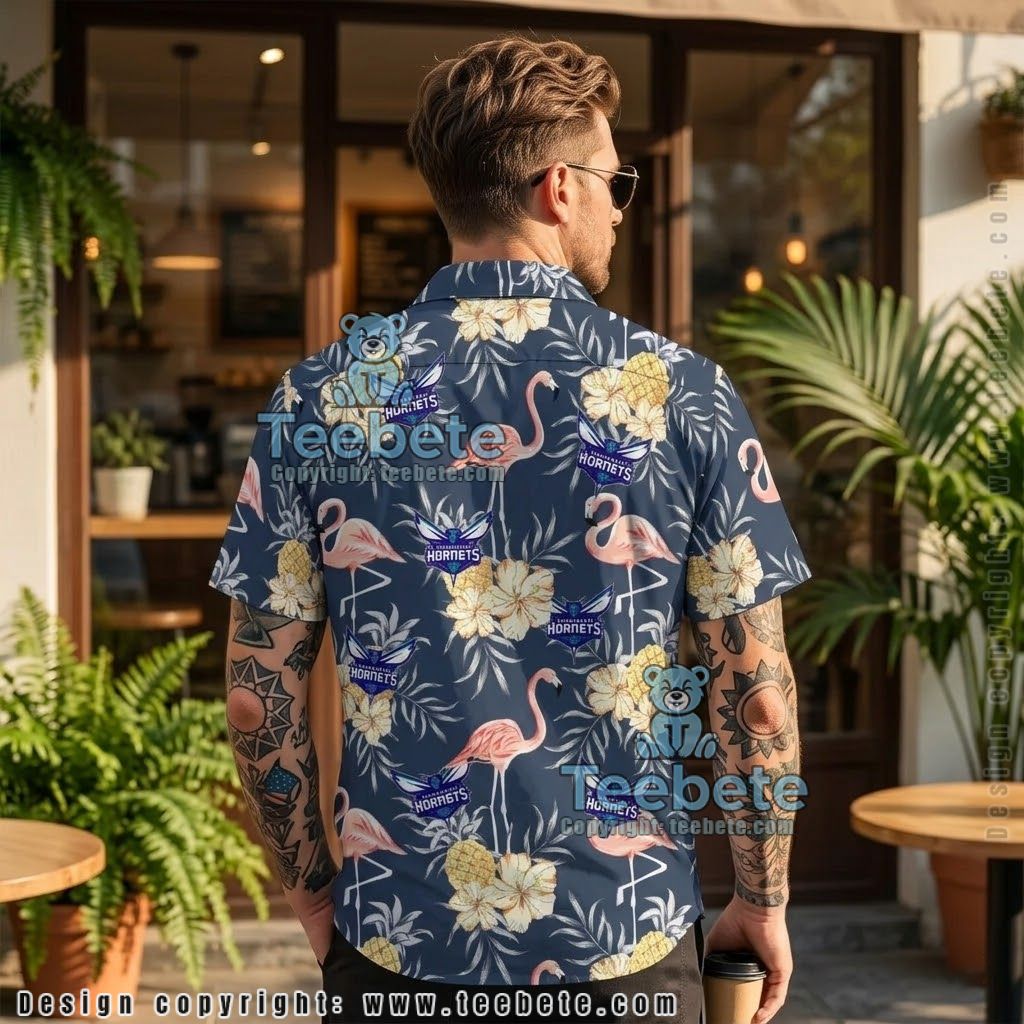 Charlotte Hornets Flamingo Pineapple Aloha Shirt Version 2 Charlotte Hornets Flamingo Pineapple Aloha Shirt Version 2