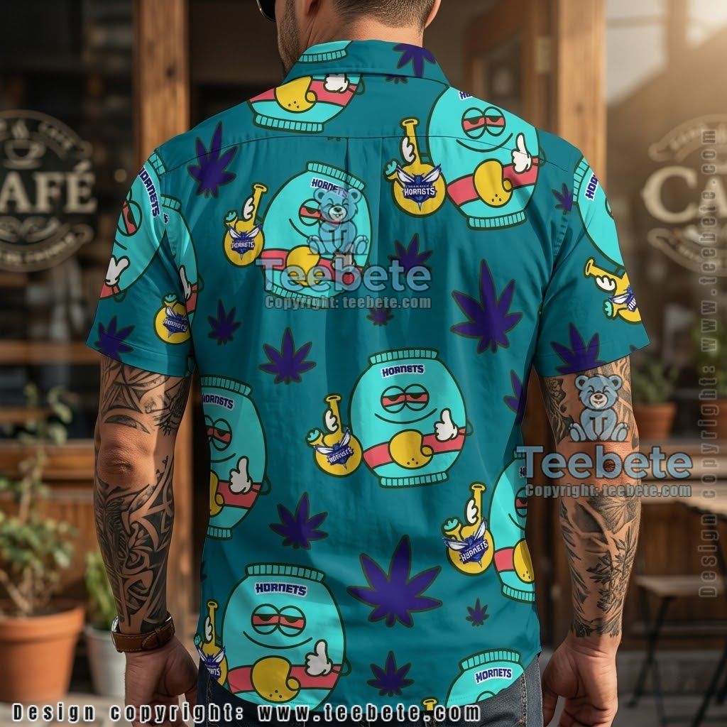 Charlotte Hornets Funny Stoner Tropical Shirt Version 2 Charlotte Hornets Funny Stoner Tropical Shirt Version 2
