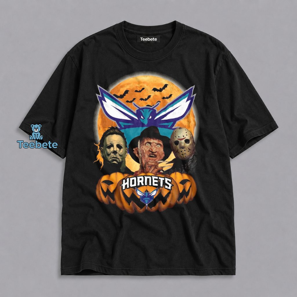 Charlotte Hornets Halloween Freddy Jason Michael Myers Horror Shirt