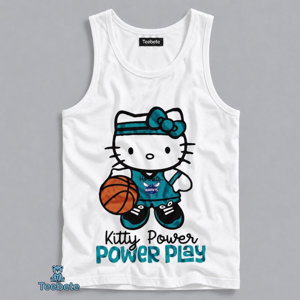 Charlotte Hornets Hello Kitty Power Play Fan Tanktop Charlotte Hornets Hello Kitty Power Play Fan Tanktop