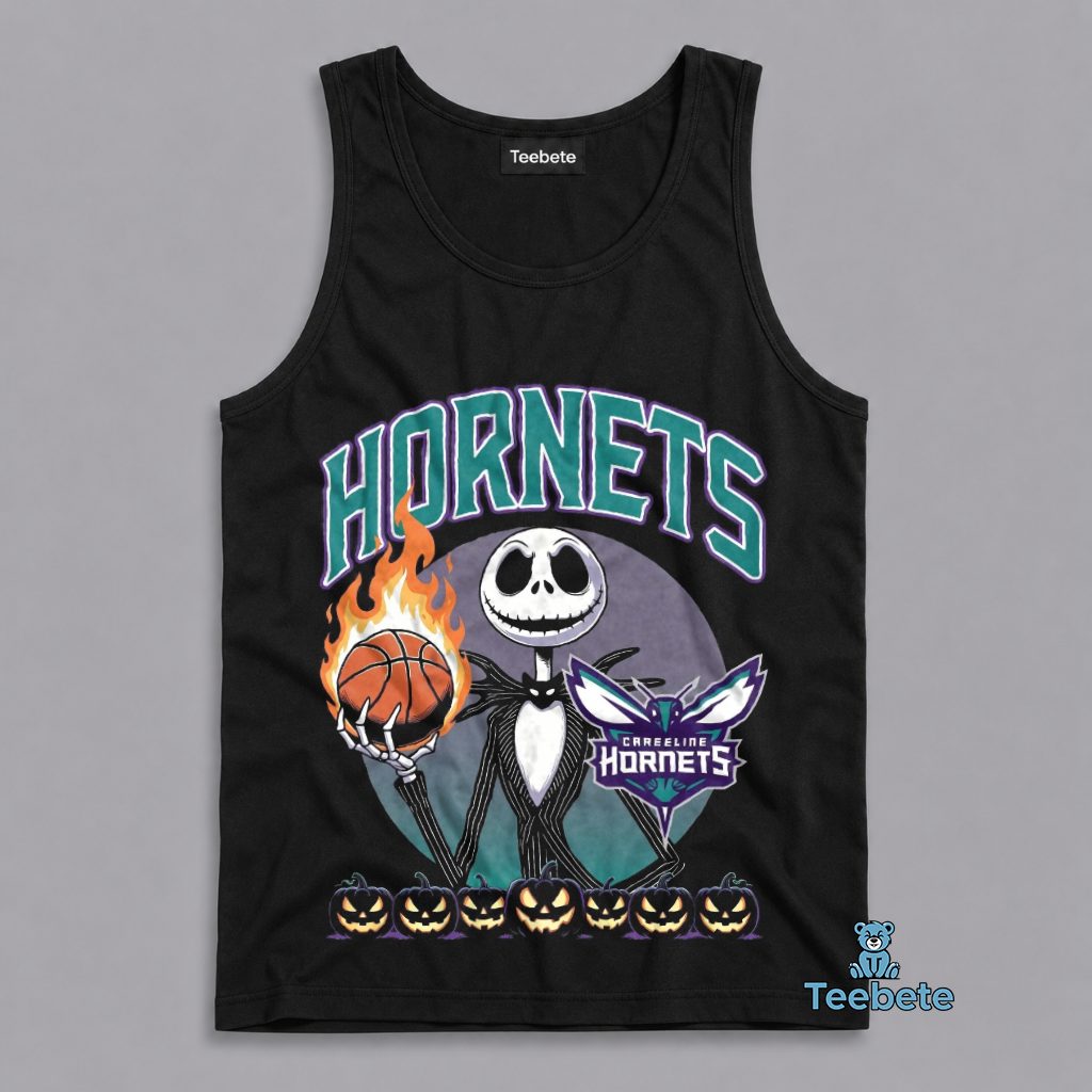 Charlotte Hornets Jack Skellington Nightmare Halloween Basketball Tanktop Charlotte Hornets Jack Skellington Nightmare Halloween Basketball Tanktop