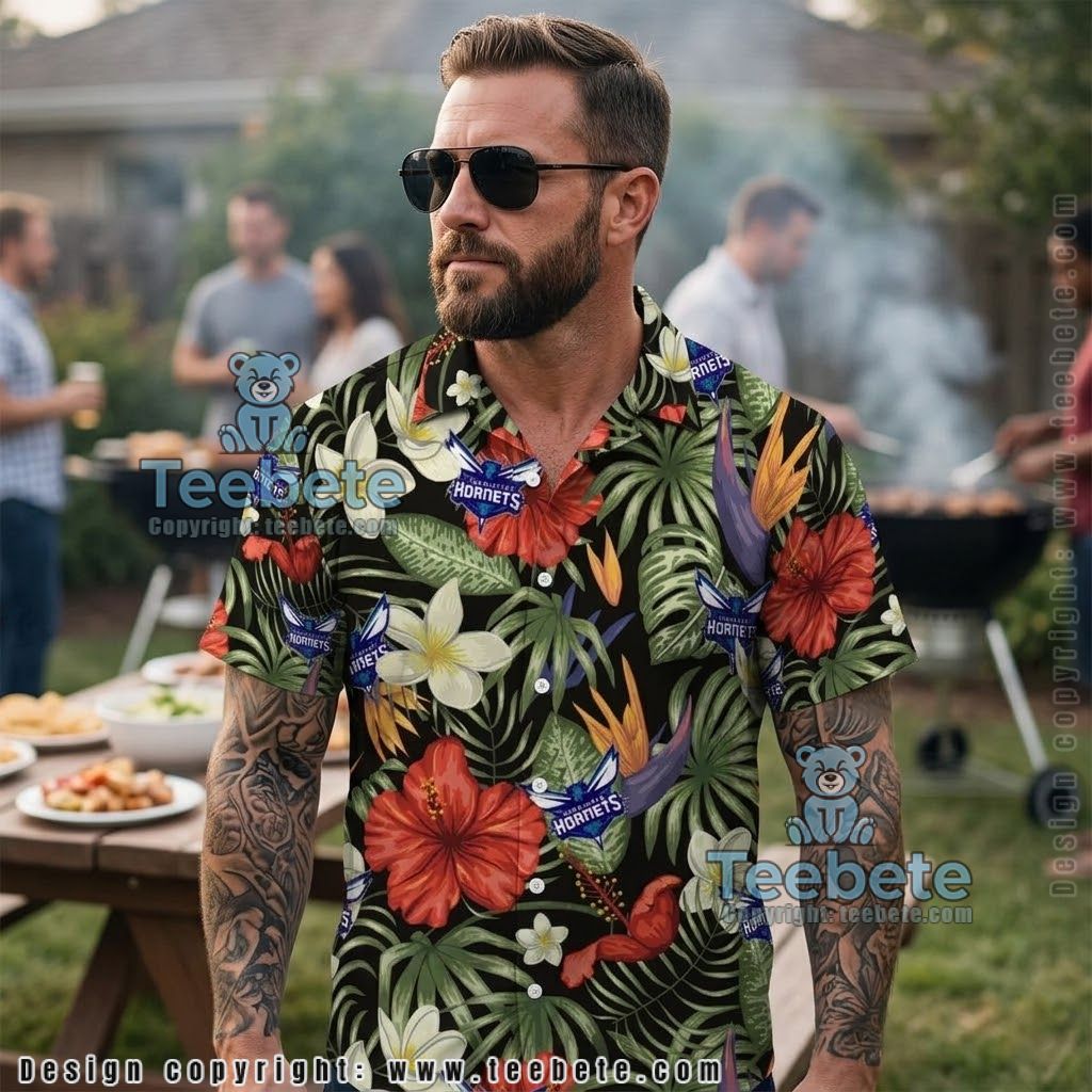 Charlotte Hornets Jungle Bloom Aloha Shirt