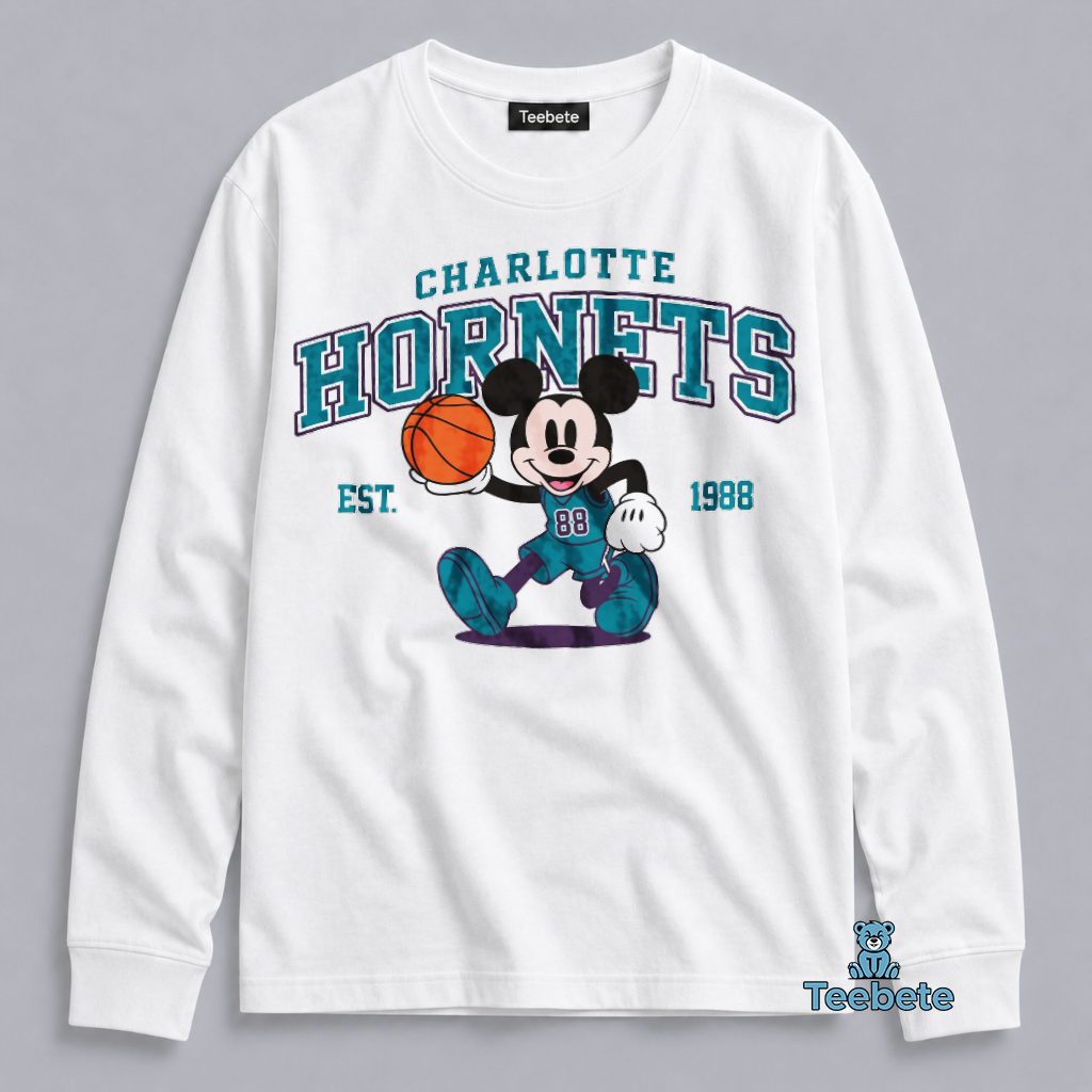 Charlotte Hornets Mickey Mouse Est 1988 Classic Long Sleeve Charlotte Hornets Mickey Mouse Est 1988 Classic Long Sleeve