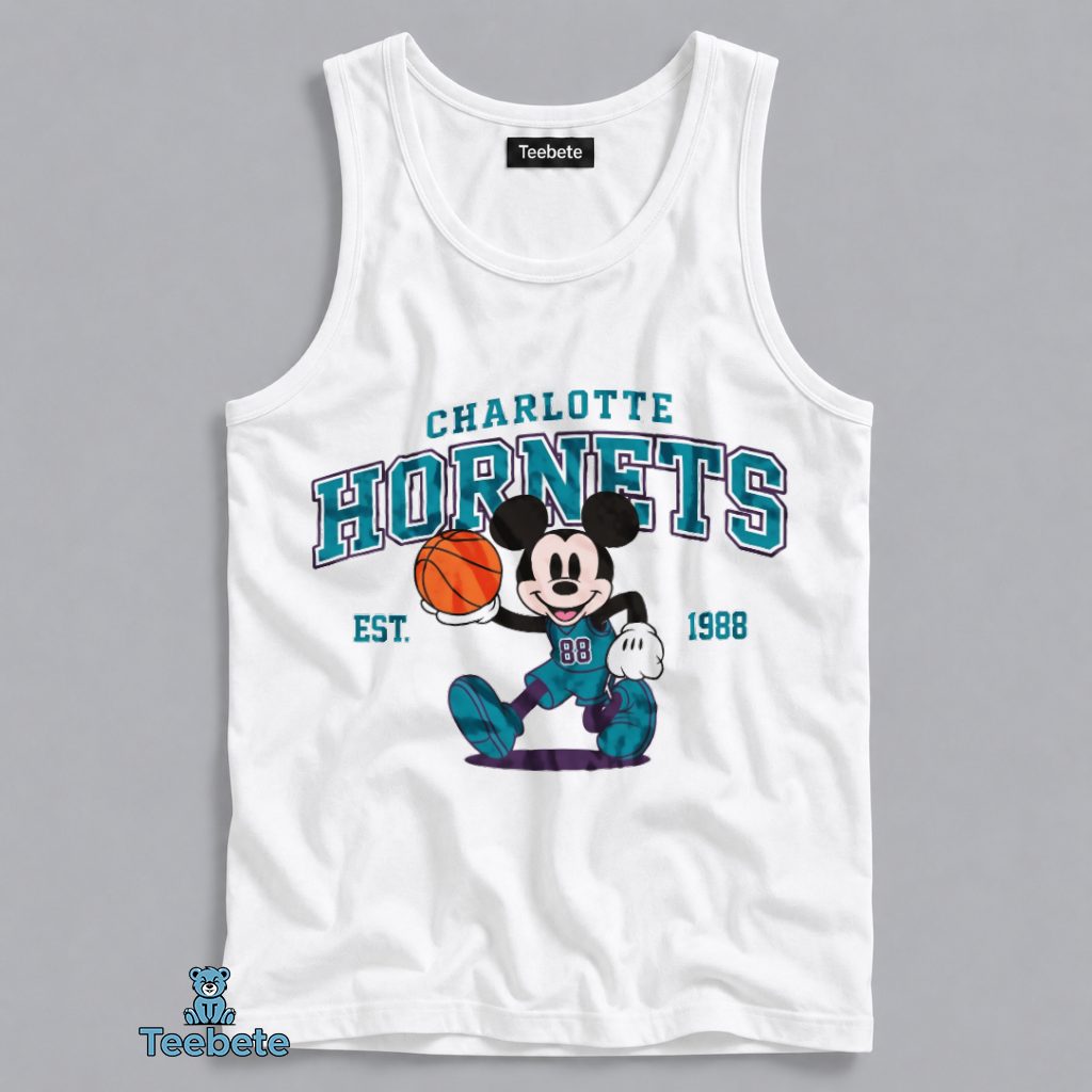 Charlotte Hornets Mickey Mouse Est 1988 Classic Tanktop Charlotte Hornets Mickey Mouse Est 1988 Classic Tanktop