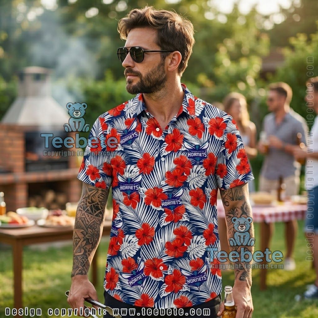 Charlotte Hornets Purple Hibiscus Hawaiian Shirt Charlotte Hornets Purple Hibiscus Hawaiian Shirt
