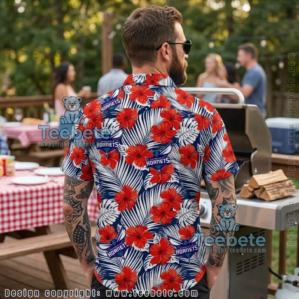 Charlotte Hornets Red Hibiscus Tropical Shirt Version 2 Charlotte Hornets Red Hibiscus Tropical Shirt Version 2