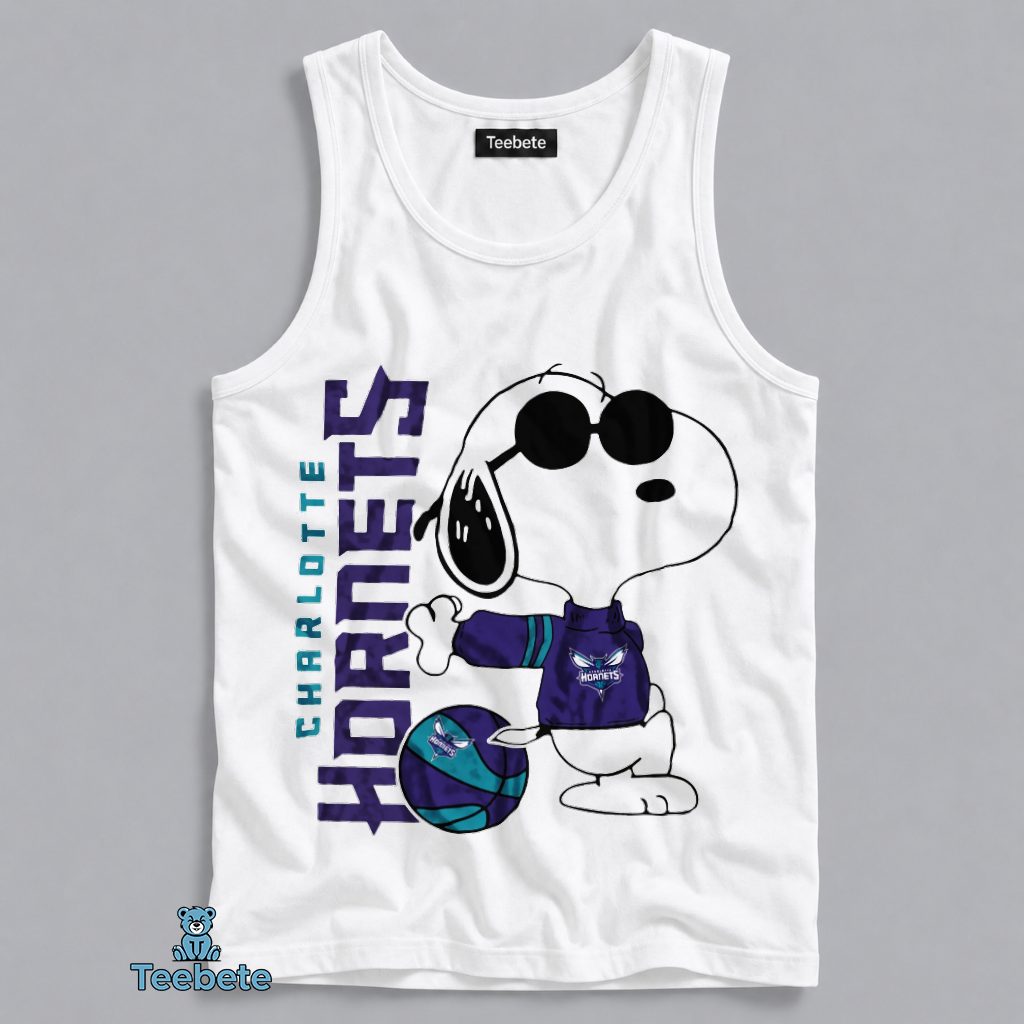 Charlotte Hornets Snoopy Cool Basketball Tanktop Charlotte Hornets Snoopy Cool Basketball Tanktop