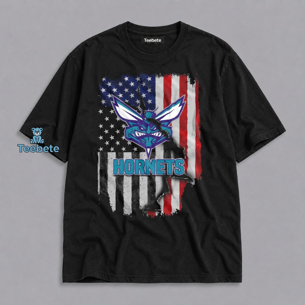 Charlotte Hornets USA American Flag Patriotic Retro Shirt