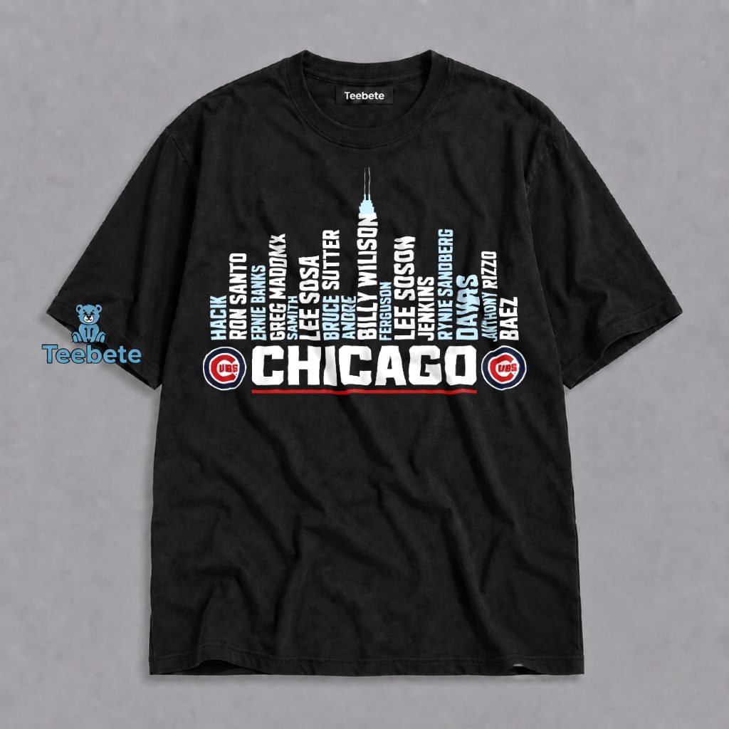 Chicago Cubs Legends Skyline Ernie Banks Ryne Sandberg Fan Shirt