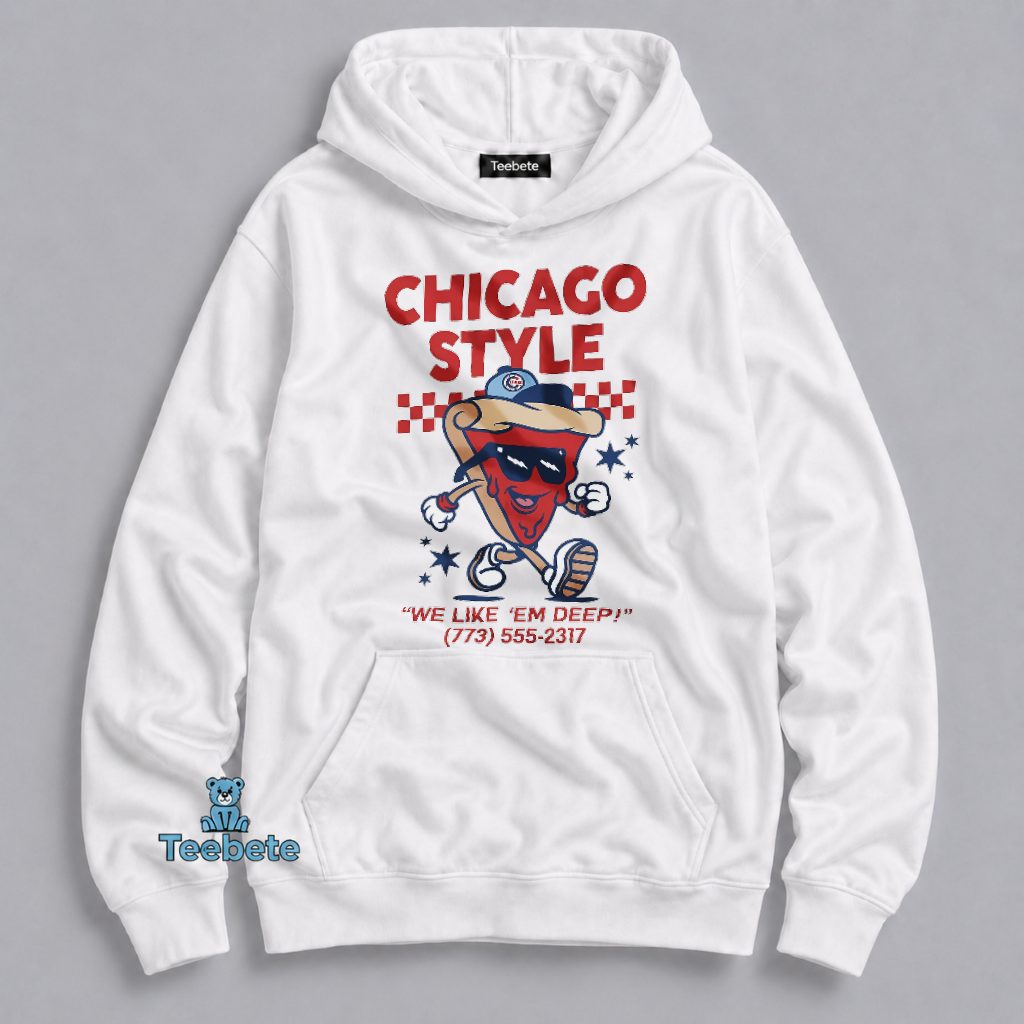Chicago Style Deep Dish Pizza Funny Retro Illinois Food Lover Hoodie Chicago Style Deep Dish Pizza Funny Retro Illinois Food Lover Hoodie
