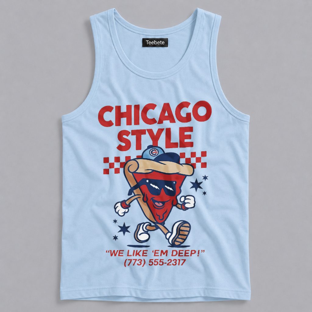 Chicago Style Deep Dish Pizza Funny Retro Illinois Food Lover Tanktop Chicago Style Deep Dish Pizza Funny Retro Illinois Food Lover Tanktop