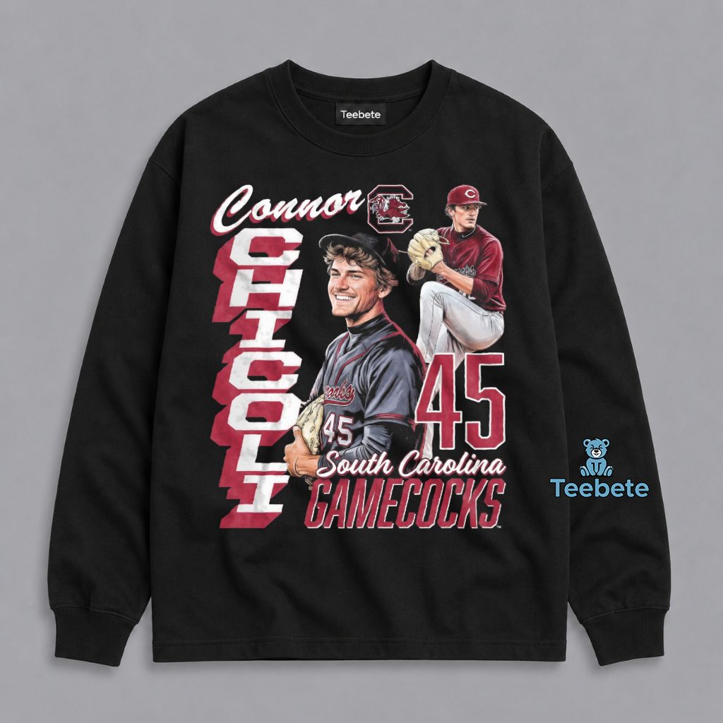 Connor Chicoli 45 South Carolina Gamecocks Baseball Player Fan Long Sleeve Connor Chicoli 45 South Carolina Gamecocks Baseball Player Fan Long Sleeve